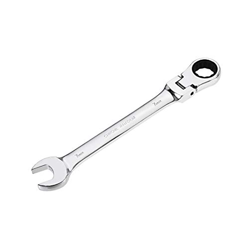 uxcell 7mm Flex-Head Ratcheting Combination Wrench Metric 72 Teeth 12 Point Ratchet Box Ended Spanner Tools, Cr-V