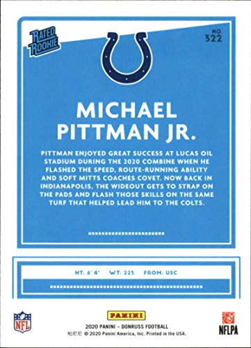 2020 Donruss Football #322 Michael Pittman Jr. RC Rookie Indianapolis Colts Official NFL Trading Card by Panini America