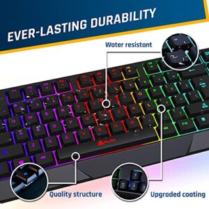 Klim Chroma Wireless Gaming Keyboard RGB - Long-Lasting Rechargeable Battery - Quick and Quiet Typing - Water Resistant Backlit Wireless Keyboard for PC PS5 PS4 Xbox One Mac - Black (Renewed)