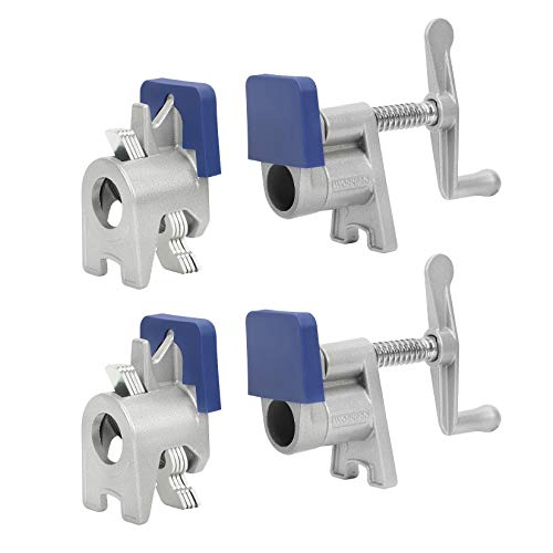 WORKPRO 2-Pack 3/4'' Pipe Clamps, Wood Gluing Pipe Clamp Set with H-shaped Feet, Lightweight Cast Aluminum Wood Clamps Quick Release for Woodworking, Carpentry, Home Improvement, and DIY Projects