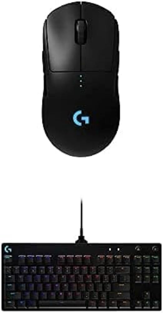 Logitech G Pro Wireless Gaming Mouse & G PRO Mechanical Gaming Keyboard, Ultra Portable Tenkeyless Design, Detachable Micro USB Cable, 16.8 Million Color LIGHTSYNC RGB Backlit Keys