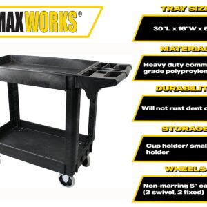 MaxWorks 80855 500-Pound Service Cart with Two Trays 30"X16" & 80876- Foldable Platform Truck Push Dolly 330 lb. Weight Capacity