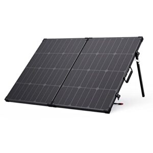 100w solar panels bigblue portable solar charger (18v/5.56a) with carry-on suitcase and aluminum kickstands, waterproof tempered glass, 5.2ft anderson connector for rv battery, generators and camping