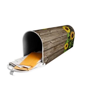 Sunflowers Wood Mailbox Covers Magnetic Post Box Cover Wraps Standard Size 21x18 Inches for Garden Yard Decor
