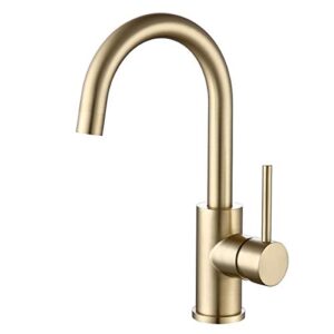 wipphs bar faucets single hole, brushed gold mini kitchen sink faucets, single handle lead-free modern wet bar sink faucets mixer taps