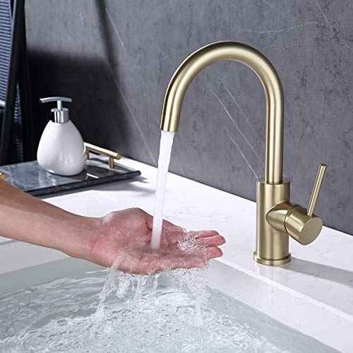 WiPPhs Bar Faucets Single Hole, Brushed Gold Mini Kitchen Sink Faucets