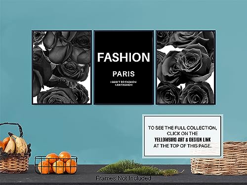 Quote Set - Glam Wall Decor Art print Set - Chic Modern Fashion Design Home Decor for Bedroom, Living room, Bathroom, Office - Luxury Gift for Women, Fashionista - Elegant Black 3-8x10 Unframed