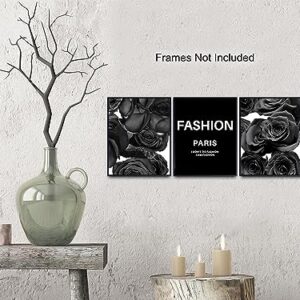 Quote Set - Glam Wall Decor Art print Set - Chic Modern Fashion Design Home Decor for Bedroom, Living room, Bathroom, Office - Luxury Gift for Women, Fashionista - Elegant Black 3-8x10 Unframed