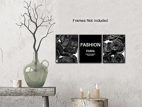 Quote Set - Glam Wall Decor Art print Set - Chic Modern Fashion Design Home Decor for Bedroom, Living room, Bathroom, Office - Luxury Gift for Women, Fashionista - Elegant Black 3-8x10 Unframed