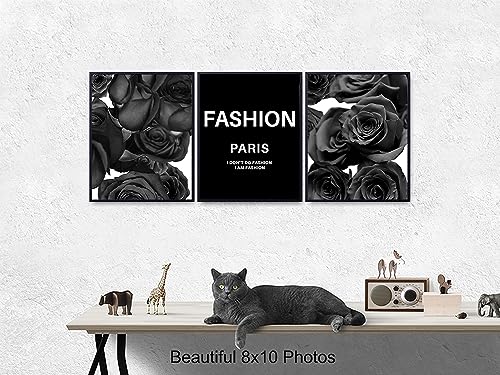 Quote Set - Glam Wall Decor Art print Set - Chic Modern Fashion Design Home Decor for Bedroom, Living room, Bathroom, Office - Luxury Gift for Women, Fashionista - Elegant Black 3-8x10 Unframed