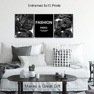 Quote Set - Glam Wall Decor Art print Set - Chic Modern Fashion Design Home Decor for Bedroom, Living room, Bathroom, Office - Luxury Gift for Women, Fashionista - Elegant Black 3-8x10 Unframed