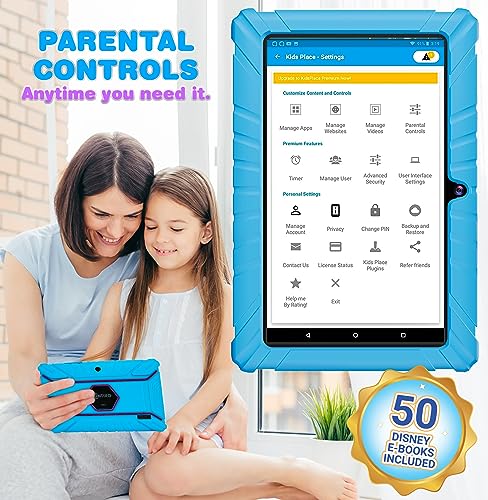 Contixo V8-2 7 inch Kids Tablets - Tablet for Kids with 50+ Disney Storybooks & Stickers (Value $200) - Android Tablet 32 GB HD Display Durable Case & Screen Protector, Light Blue