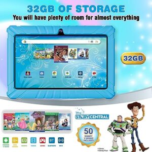 Contixo V8-2 7 inch Kids Tablets - Tablet for Kids with 50+ Disney Storybooks & Stickers (Value $200) - Android Tablet 32 GB HD Display Durable Case & Screen Protector, Light Blue