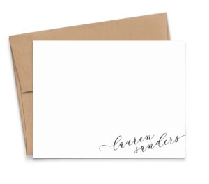 personalized stationery for women, personalized script flat or folded note cards with envelopes set, personalized stationary for women, your choice of colors and quantity