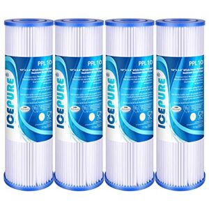 10" x 2.5" pleated sediment water filter cartridge replacement any 10 inch ro unit, compatible with r50, dupont wfpfc3002, whirlpool whkf-whpl, ge fxwpc, hydronix spc-25-1050, watts fm-50-975 4pack