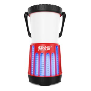 blazin led bug zapper lantern ǀ ultraviolet camping mosquito killer light indoor ǀ outdoor bug fly moth zapping lamp ǀ 3-d battery powered ǀ 4 modes - 600 lms - 46 hrs ǀ