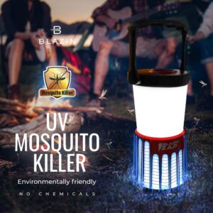 Blazin LED Bug Zapper Lantern ǀ Ultraviolet Camping Mosquito Killer Light Indoor ǀ Outdoor Bug Fly Moth Zapping Lamp ǀ 3-D Battery Powered ǀ 4 Modes - 600 LMS - 46 Hrs ǀ