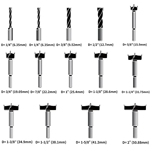 Forstner Bit Set, Wood Drilling, w/Carbide Tipped 14 Piece Set by KOWOOD