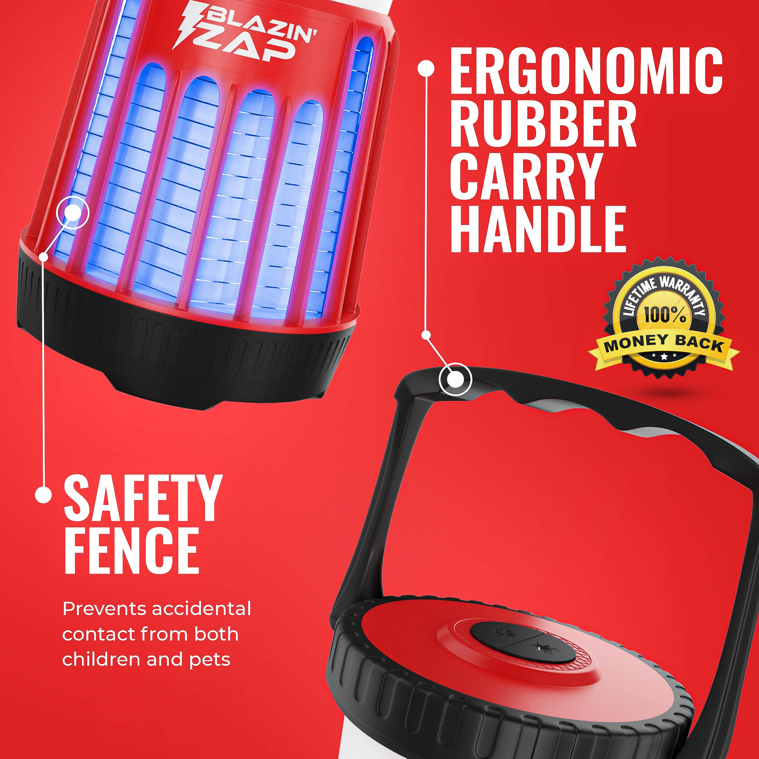 Blazin LED Bug Zapper Lantern ǀ Ultraviolet Camping Mosquito Killer Light Indoor ǀ Outdoor Bug Fly Moth Zapping Lamp ǀ 3-D Battery Powered ǀ 4 Modes - 600 LMS - 46 Hrs ǀ