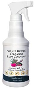 natural riches organic bug spray mosquito repellent for kids insect repellent for flies ticks outdoor indoor w/essential oils campers homes kitchens ants spider roach pet family safe 16oz