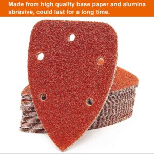 Detail Sander Paper, 80-600 Grits, Hook and Loop Backing, 5 Holes, for Sanding and Polishing, 60 Sheets