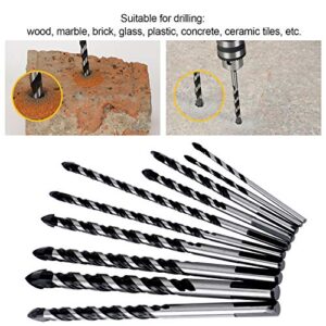 AuSL 10PCS Masonry Drill Bits Set, Professional Drill Bits Set Concrete for Tile, Brick, Cement, Concrete, Glass, Plastic, Cinder block, Wood Chrome Plated With Industrial Strength Carbide Tips