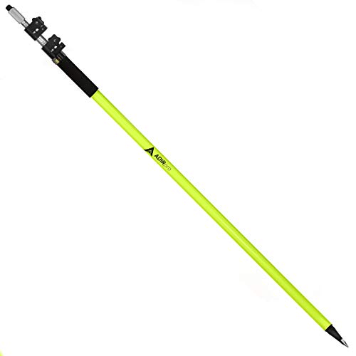 AdirPro 12' Aluminum Prism Pole w/Screw Collar Lock Fluorescent Green - Heavy Duty Surveying Tool - Heavy Duty Rust Resistant