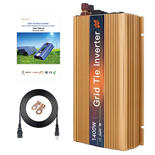 Mars Rock 1400w Grid Tie Micro Solar Inverter, 20-50v Dc To 90-140v Ac MPPT Pure Sine Wave Converter For 1400w To 2000w 36v Solar Power System Island Distinguished Gold Color Design (GTI1400W36V120G)