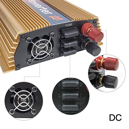 Mars Rock 1400w Grid Tie Micro Solar Inverter, 20-50v Dc To 90-140v Ac MPPT Pure Sine Wave Converter For 1400w To 2000w 36v Solar Power System Island Distinguished Gold Color Design (GTI1400W36V120G)