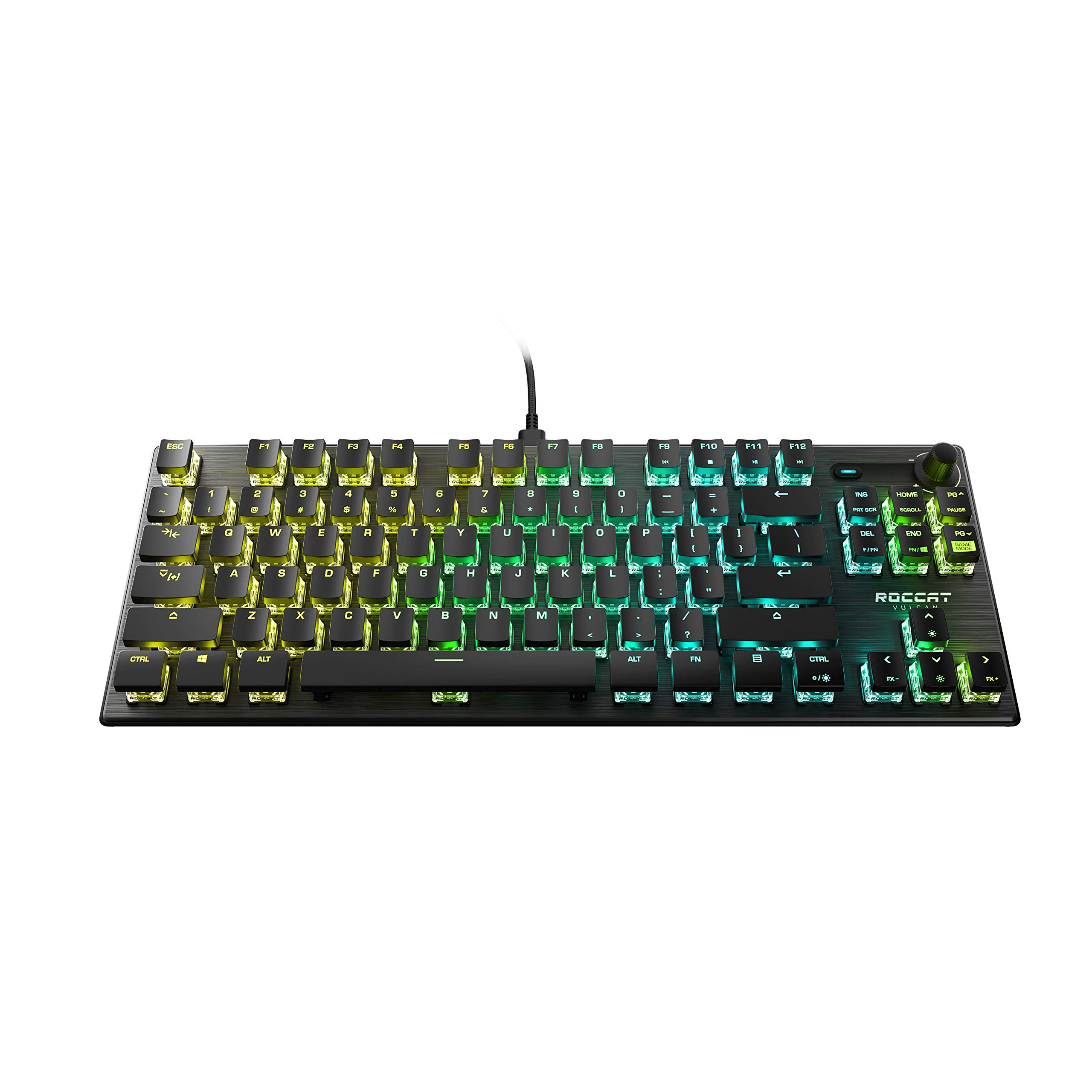 ROCCAT Vulcan TKL Pro Tenkeyless Linear Optical Titan Switch PC Gaming Keyboard with Per-key AIMO RGB Lighting, Anodized Aluminum Top Plate, and Detachable USB-C Cable, Black