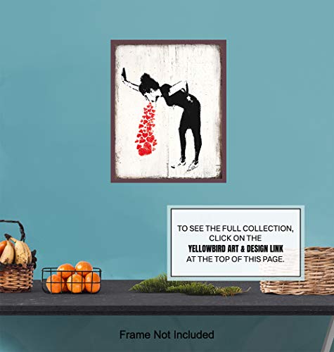 Banksy Wall Art - Love Sick Graffiti Art - Sign Plaque Photo Print - Funny Gift for Urban Street Art Mural Fans - Cool Unique Original Room or Home Decor, Wall Decoration Poster - 8x10 Unframed