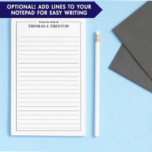 From The Desk Of Men's Notepad, Professional Notepads for Men or Women, Personalized Gift for Men, Personalized Desk Stationary Set, Your choice of ink color, size 5.5in x 8.5in, 50 sheets