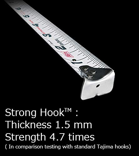 TAJIMA Tape Measure - SAE & Metric Scale 25ft/7.5m x 1 Inch Sigma Stop Measuring Tape with Acrylic Coated & Auto Locking Blade - SS-25/7.5MBW