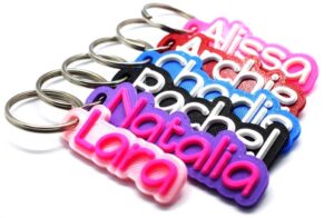 personalized keyring - two colors - name tag! school bag! holidays! birthday! party!