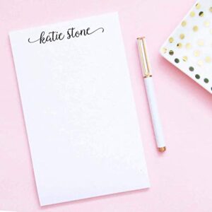 Script Personalized Notepads for Women, Casual Script Personalized Stationery for Women, Letter writing Stationary Paper, Personalized Notepads with Name, size 5.5in x 8.5in, 50 sheets