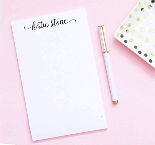 Script Personalized Notepads for Women, Casual Script Personalized Stationery for Women, Letter writing Stationary Paper, Personalized Notepads with Name, size 5.5in x 8.5in, 50 sheets