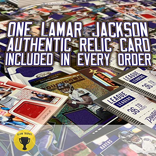 Lamar Jackson Jersey Card Bundle, Set of 3 Lamar Jackson Football Cards with One Authentic Lamar Jackson Jersey Relic Memorabilia Card, Baltimore Ravens MVP Quarterback Sleeve and Toploader Protected