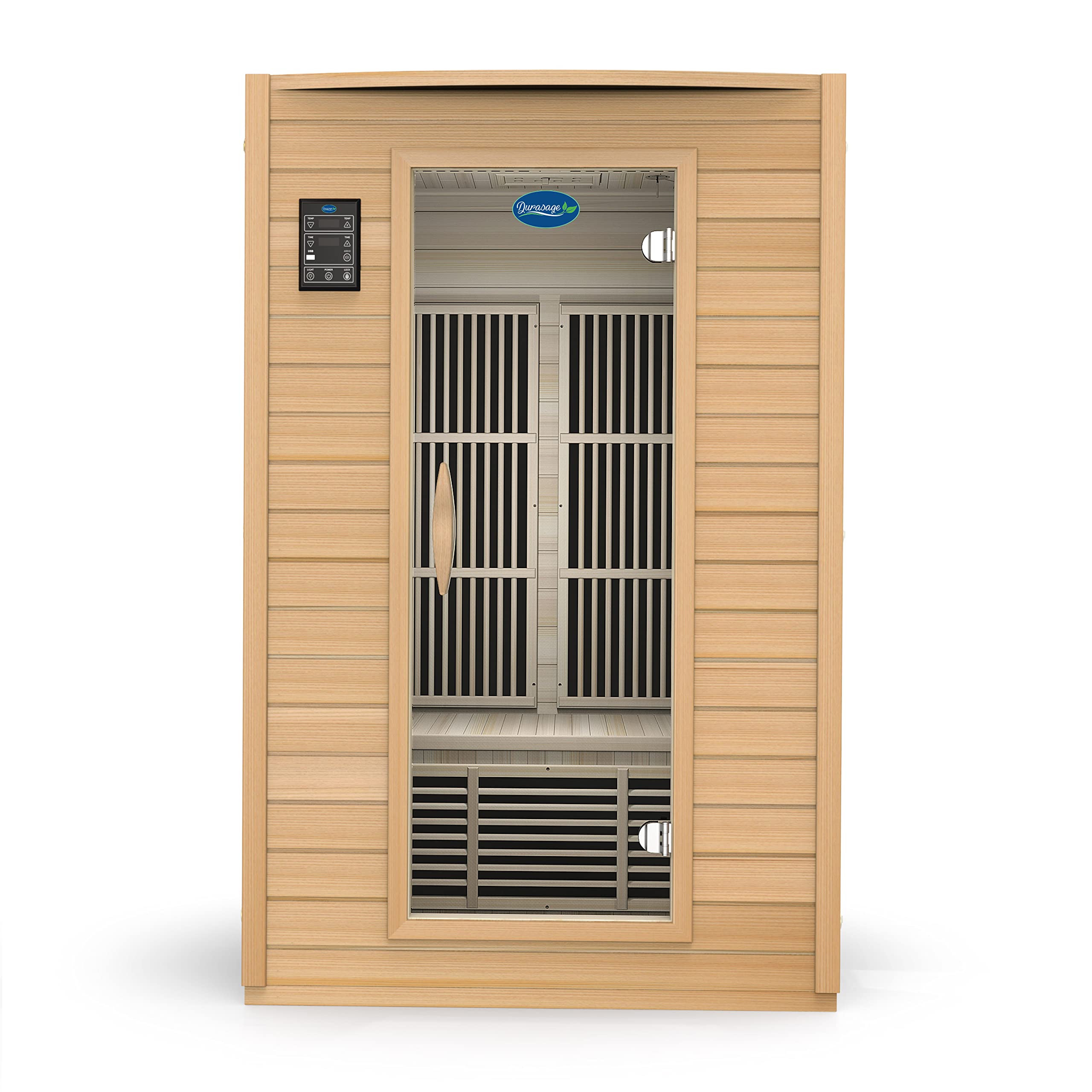 Durasage 2-Person Carbon Infrared Sauna - Canadian Hemlock Wooden Sauna - 1700 Watts - Bluetooth, FM Radio & USB Input