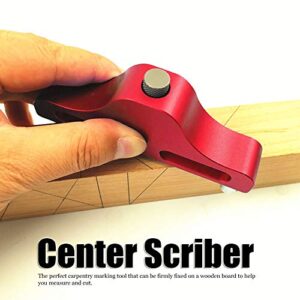 Walfront ZX-1 Center Scriber Woodworking Scriber Center Line Marking Tool, Easy to Find the Exact Center and Offset Lines, Red