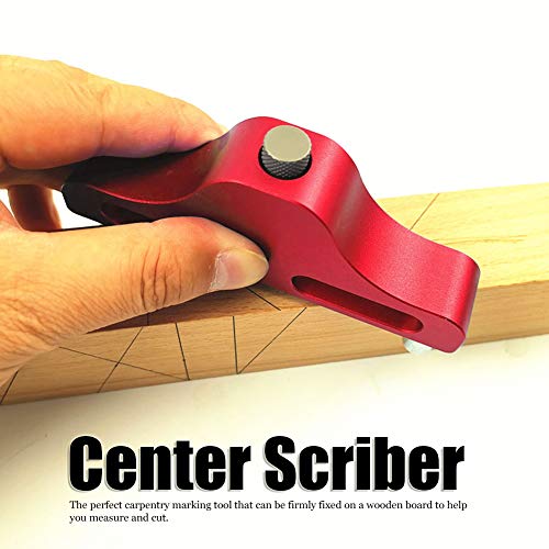 Walfront ZX-1 Center Scriber Woodworking Scriber Center Line Marking Tool, Easy to Find the Exact Center and Offset Lines, Red