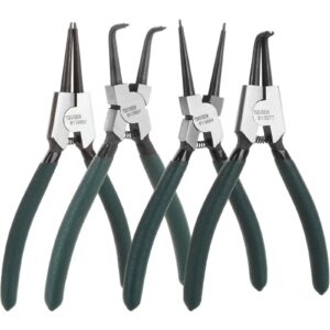 4 piece 7 inch internal/external snap ring pliers set heavy duty circlip pliers kit straight/bent jaw pliers for ring remover retaining and remove hoses