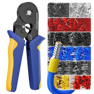 haisstronica ferrule crimping tool kit,self-adjusting square wire crimper plier for awg23-7 with 1200pcs red copper wire end terminals,sleeves ferrule ratchet wire crimping tool-ferrule crimper kit