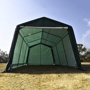 walnest auto storage shelter car garage steel heavy duty carport canopy metal frame tent waterproof (10×15×8ft, green)