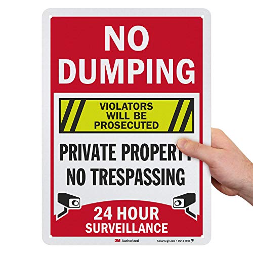 SmartSign “No Dumping - Private Property, No Trespassing, Violators Will Be Prosecuted” Sign | 10" x 14" 3M Engineer Grade Reflective Aluminum