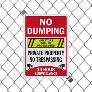 SmartSign “No Dumping - Private Property, No Trespassing, Violators Will Be Prosecuted” Sign | 10" x 14" 3M Engineer Grade Reflective Aluminum