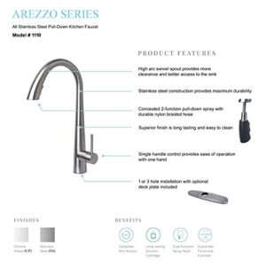 Laguna Brass 1110SS Arezzo Single Handle Pull-Down Kitchen Faucet, Stainless Steel Finish