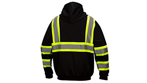 Pyramex Safety RSZH34 Series Enhanced Visibility Black Sweatshirt ANSI Type 0 Class 1 with reflective contrasting tape
