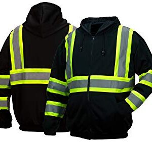 Pyramex Safety RSZH34 Series Enhanced Visibility Black Sweatshirt ANSI Type 0 Class 1 with reflective contrasting tape
