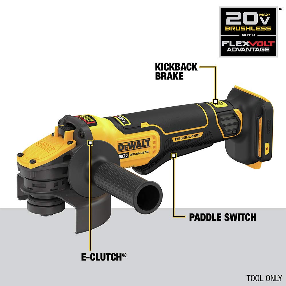 DEWALT FLEXVOLT ADVANTAGE 20V MAX* Angle Grinder, Paddle Switch, 4-1/2-Inch to 5-Inch, Tool Only (DCG416B)