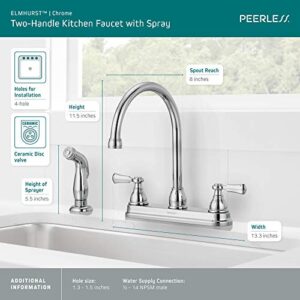 Peerless P2865LF Elmhurst Two-Handle Kitchen Faucet with Spray Deck-Mount, Chrome